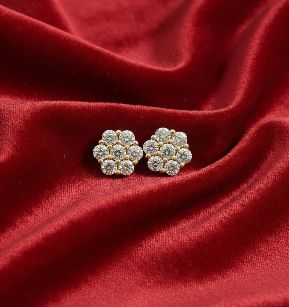 YELLOW 8MM FLOWER VVS MOISSANITE EARRINGS