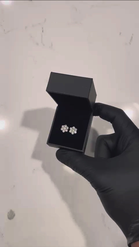 ROSE 10MM FLOWER VVS MOISSANITE EARRINGS